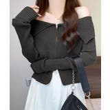 オフショルダブルジップリブニット リブ編み セーター | Riff | 詳細画像14 