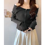 オフショルダブルジップリブニット リブ編み セーター | Riff | 詳細画像15 