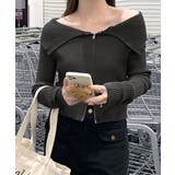 オフショルダブルジップリブニット リブ編み セーター | Riff | 詳細画像17 