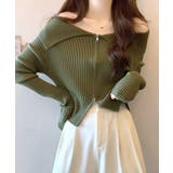 オフショルダブルジップリブニット リブ編み セーター | Riff | 詳細画像5 