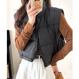 ブラック | 中綿ベスト ダウンベスト ショート丈ベスト | Riff