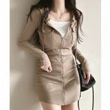 ベージュ | フードミニワンピース パーカーワンピース タイトワンピース | Riff