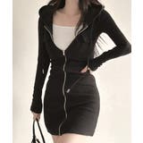 ブラック | フードミニワンピース パーカーワンピース タイトワンピース | Riff