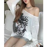 透かし編みロゴプリントTシャツ ロンT シアー | Riff | 詳細画像7