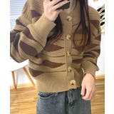 柄ニットカーディガン バイカラー 配色 | Riff | 詳細画像10 