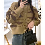 柄ニットカーディガン バイカラー 配色 | Riff | 詳細画像11 