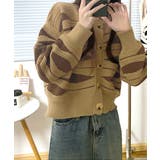 柄ニットカーディガン バイカラー 配色 | Riff | 詳細画像13 