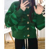 柄ニットカーディガン バイカラー 配色 | Riff | 詳細画像14 