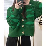 柄ニットカーディガン バイカラー 配色 | Riff | 詳細画像16 