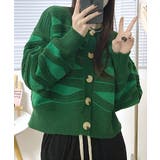 柄ニットカーディガン バイカラー 配色 | Riff | 詳細画像17 