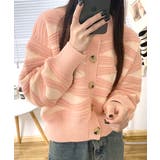 柄ニットカーディガン バイカラー 配色 | Riff | 詳細画像6 