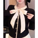 リボンニットカーディガン バイカラー 配色 | Riff | 詳細画像2 