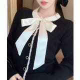 リボンニットカーディガン バイカラー 配色 | Riff | 詳細画像3 