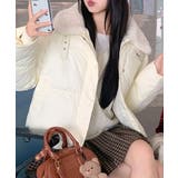 アイボリー | 襟ボア中綿ジャケット ブルゾン ダウン | Riff