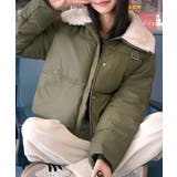 カーキ | 襟ボア中綿ジャケット ブルゾン ダウン | Riff