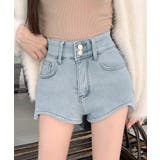 ブルー | 裏起毛ハイウエストショートパンツ ショート丈 ショーパン | Riff