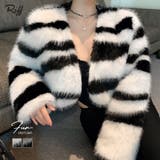 ノーカラーフェイクファーショートコート ジャケット ブルゾン | Riff | 詳細画像1 