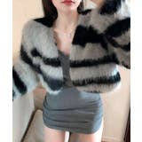 グレー | ノーカラーフェイクファーショートコート ジャケット ブルゾン | Riff