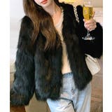 ブラック | ノーカラーエコファージャケット コート フェイクファー | Riff