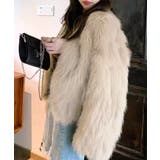 ライトベージュ | ノーカラーエコファージャケット コート フェイクファー | Riff