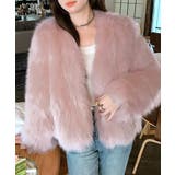 ピンク | ノーカラーエコファージャケット コート フェイクファー | Riff