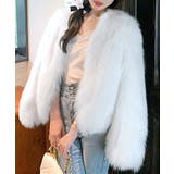 ホワイト | ノーカラーエコファージャケット コート フェイクファー | Riff