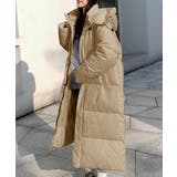 キャメル | フード付き中綿ロングコート ブルゾン ジャケット | Riff