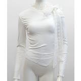 ワンショルリボンレース切り替えトップス カットソー Tシャツ | Riff | 詳細画像14 