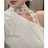 ワンショルリボンレース切り替えトップス カットソー Tシャツ | Riff | 詳細画像5 