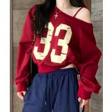 レッド | プリントワンショルトップス ロゴ オフショル | Riff