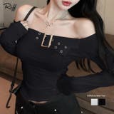 ベルトデザインオフショルトップス オフショルダー Tシャツ | Riff | 詳細画像1 