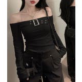 ベルトデザインオフショルトップス オフショルダー Tシャツ | Riff | 詳細画像12 