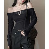 ベルトデザインオフショルトップス オフショルダー Tシャツ | Riff | 詳細画像13 