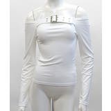 ベルトデザインオフショルトップス オフショルダー Tシャツ | Riff | 詳細画像14 