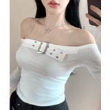 ベルトデザインオフショルトップス オフショルダー Tシャツ | Riff | 詳細画像5 
