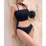 [2点セット] ホルターネック裾シャーリングビキニ 水着 | Riff | 詳細画像3 