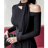 ブラック | ワンショルダーマフラーデザイントップス チョーカー スカーフ | Riff