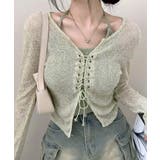 [2点セット] レースアップトップス+ホルターネックキャミソール アンサンブル | Riff | 詳細画像3 