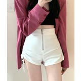 ハイウエストフロントファスナーショートパンツ サイドシャーリング ドロスト | Riff | 詳細画像11
