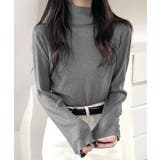 グレー | ハイネックリブニット リブ編み タートルネック | Riff