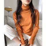 オレンジ | ハイネックリブニット リブ編み タートルネック | Riff