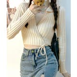 カシュクールニット ショート丈 スキッパー襟 | Riff | 詳細画像10 