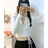 カシュクールニット ショート丈 スキッパー襟 | Riff | 詳細画像3 