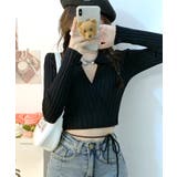 カシュクールニット ショート丈 スキッパー襟 | Riff | 詳細画像7 