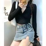 カシュクールニット ショート丈 スキッパー襟 | Riff | 詳細画像9 