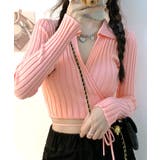 ピンク | カシュクールニット ショート丈 スキッパー襟 | Riff