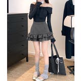 ハイウエスト裾フリルミニスカート インナーパンツ付き スカパン | Riff | 詳細画像9 