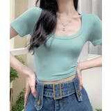 Uネック半袖Tシャツ ショート丈 クロップド丈 | Riff | 詳細画像16 