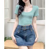 Uネック半袖Tシャツ ショート丈 クロップド丈 | Riff | 詳細画像17 