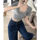 Uネック半袖Tシャツ ショート丈 クロップド丈 | Riff | 詳細画像22 